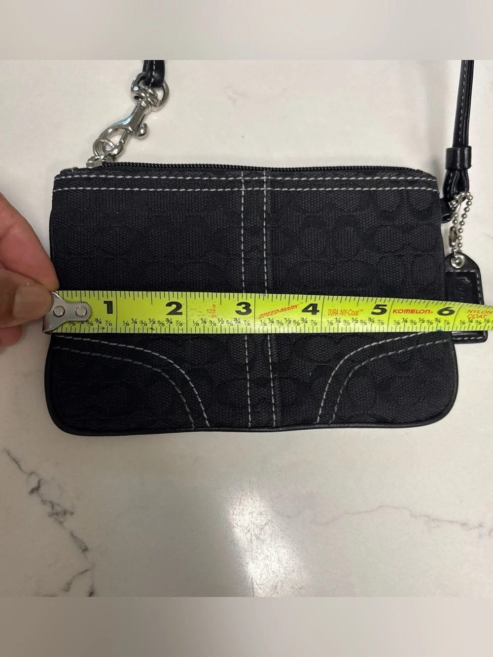 Coach Black Wristlet Clutch with Contrast Stitching